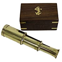 Los mejores  - 6 Handheld Telescopio de latón macizo – Spy cristal con caja de madera – pirata náutico NAUTICALMART